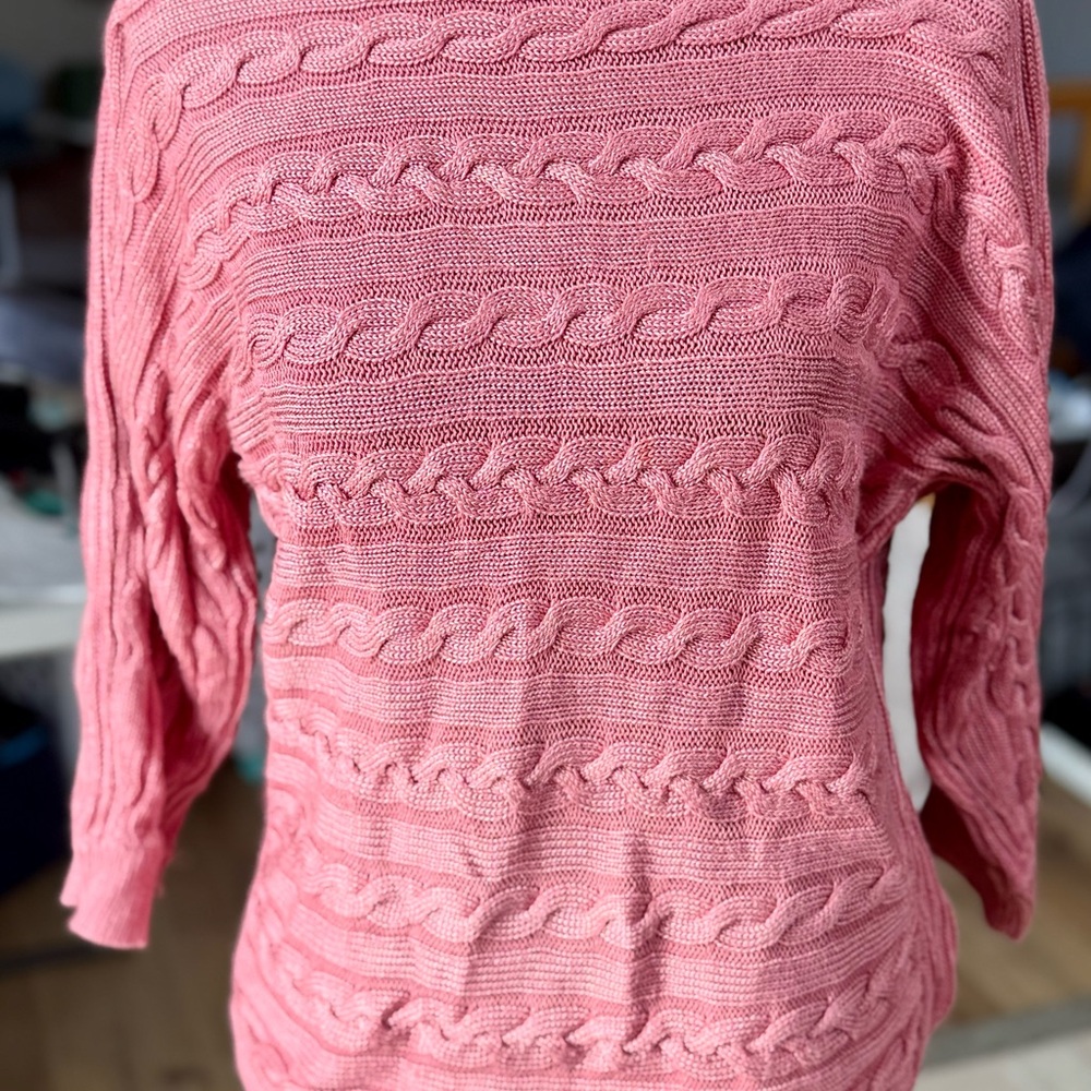 Ralph Lauren Soft Pink Cable Knit boatneck sweater